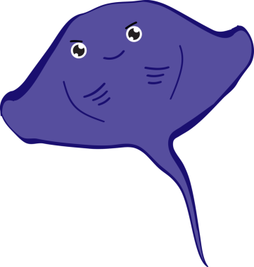 Şirin vatoz karikatür, balık deniz hayvanı.