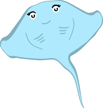 Şirin vatoz karikatür, balık deniz hayvanı.