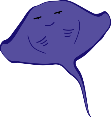 Şirin vatoz karikatür, balık deniz hayvanı.