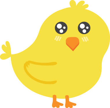 Çizgi film tarzında şirin sarı kuş.