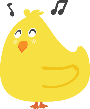 Çizgi film tarzında şirin sarı kuş.