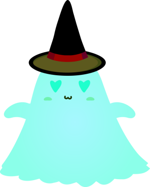 Şirin çizgi film kawaii hayaleti. Vektör çizimi. Kawaii karakteri. Cadılar Bayramı konsepti.