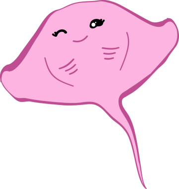 Şirin vatoz karikatür, balık deniz hayvanı.