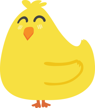 Çizgi film tarzında şirin sarı kuş.