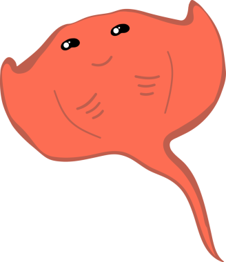 Şirin vatoz karikatür, balık deniz hayvanı.