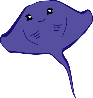 Şirin vatoz karikatür, balık deniz hayvanı.