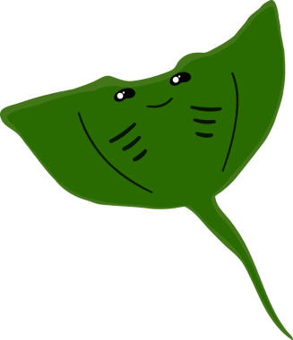 Şirin vatoz karikatür, balık deniz hayvanı.