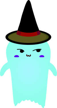 kawaii mutlu çizgi film çizimi şapka vektör illüstrasyonlu şirin hayalet