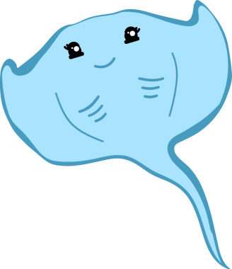 Şirin vatoz karikatür, balık deniz hayvanı.