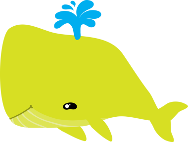 Sarı balıklı şirin mavi balinanın vektör çizimi