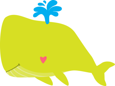 Sevgililer günü tebrik kartı ya da baskı tasarımı için beyaz arka planda kalp şeklinde şirin çizgi film balinası.