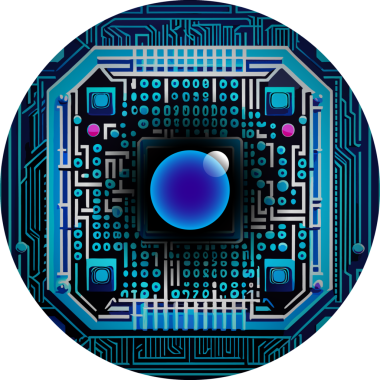 İkili kod ve devre kartı olan devre kartı, vektör illüstrasyonu