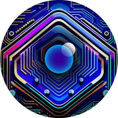 Devre kartı ve dairelerle soyut arkaplan