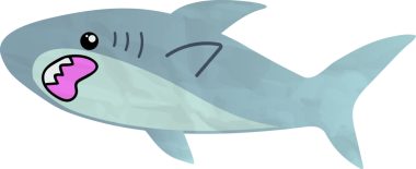 Beyaz arka planda izole edilmiş gülümseyen köpekbalığı dalgalarının vektör çizgi film çizimi