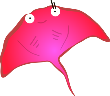 Şirin vatoz karikatür, balık deniz hayvanı.