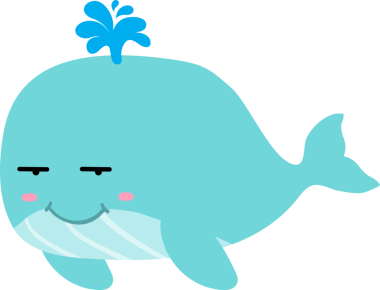 Büyük gözlü şirin mavi balinanın vektör çizimi