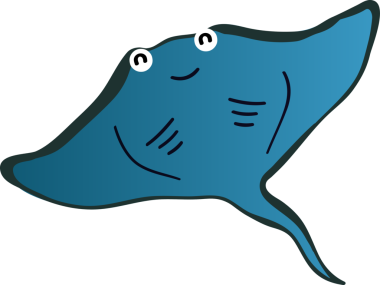 Şirin vatoz karikatür, balık deniz hayvanı.