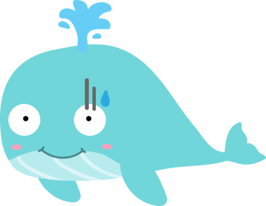 Sevimli balina, illüstrasyon, beyaz arka plan vektör.