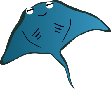 Şirin vatoz karikatür, balık deniz hayvanı.