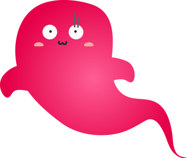 Pembe gözlü sevimli çizgi film hayaleti. İzole. beyaz arkaplan