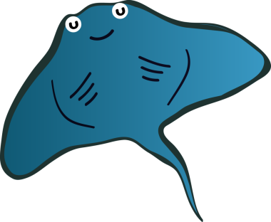 Şirin vatoz karikatür, balık deniz hayvanı.