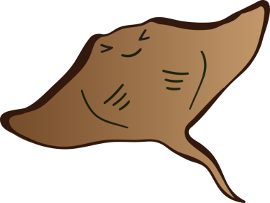 Şirin vatoz karikatür, balık deniz hayvanı.