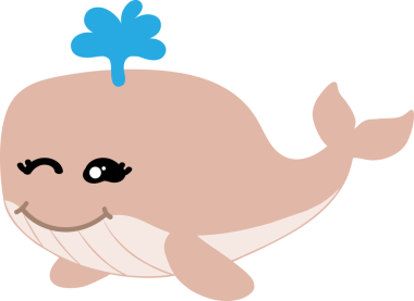 beyaz arkaplanda sevimli balina, vektör, çizim