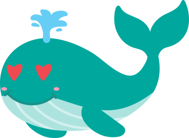 Şirin hayvan balina çizgi filmi. vektör