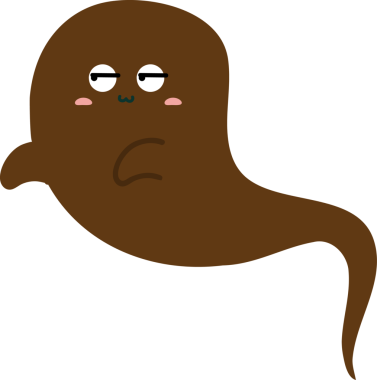 Üzgün görünen sevimli bir hayaletin karikatür çizimi..