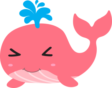 Şirin gülümseyen balina, illüstrasyon, beyaz arkaplanda vektör.