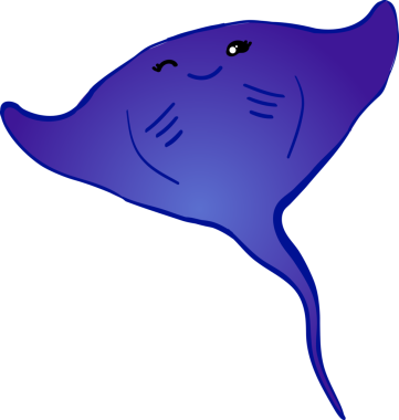 Şirin vatoz karikatür, balık deniz hayvanı.