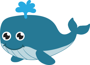Mavi gözlü şirin balina, resim, beyaz arka planda vektör