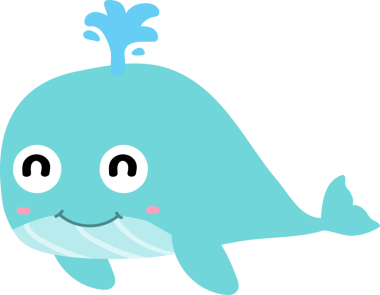 tatlı balina çizgi filmi, illüstrasyon, beyaz arkaplanda vektör.