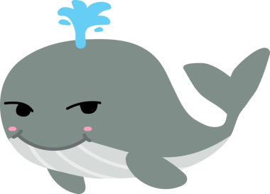 vektör karikatür sevimli balina karakter arka planda izole