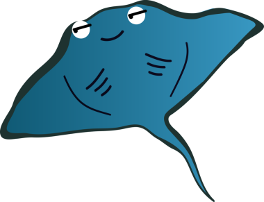 Şirin vatoz karikatür, balık deniz hayvanı.