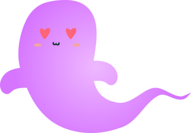 Kalbi olan sevimli bir çizgi film hayaleti. vektör izole çizimi.