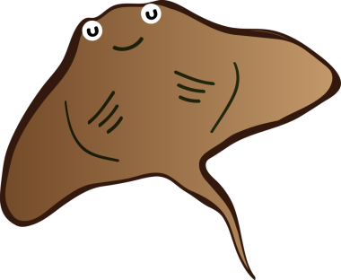 Şirin vatoz karikatür, balık deniz hayvanı.