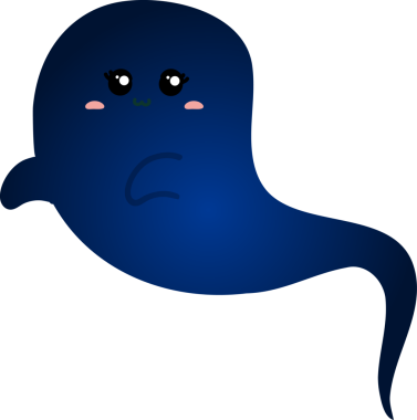 Şirin mavi hayalet, illüstrasyon, beyaz arkaplanda vektör.