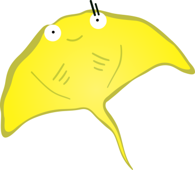 Şirin vatoz karikatür, balık deniz hayvanı.