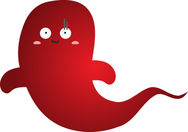 Komik kırmızı canavar, kocaman gülüyor..