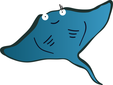 Şirin vatoz karikatür, balık deniz hayvanı.