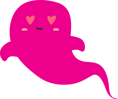 Şirin pembe bir hayalet çizimi. Beyaz arka planda izole edilmiş. vektör illüstrasyonu