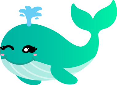 Tatlı çizgi film balinası. vektör illüstrasyonu