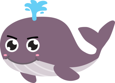 Mor balinalı balina, resimli, beyaz arkaplanda vektör