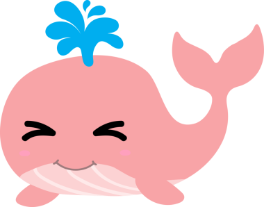 Tatlı balina çizgi film karakteri. Vektör çizimi. kawaii hayvan karakteri