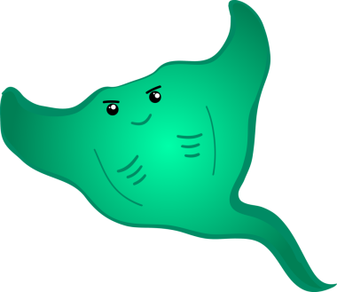 Şirin vatoz karikatür, balık deniz hayvanı.