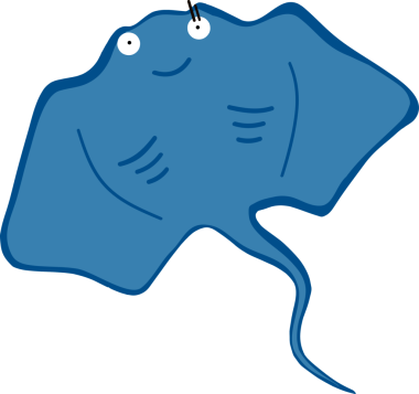 Şirin vatoz karikatür, balık deniz hayvanı.