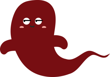 Beyaz arkaplanda sevimli kırmızı hayalet, vektör tasarımı çizimi.