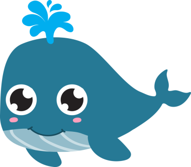 Şirin balina çizgi film vektör çizimi