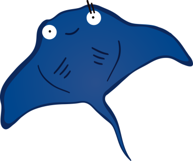 Şirin vatoz karikatür, balık deniz hayvanı.